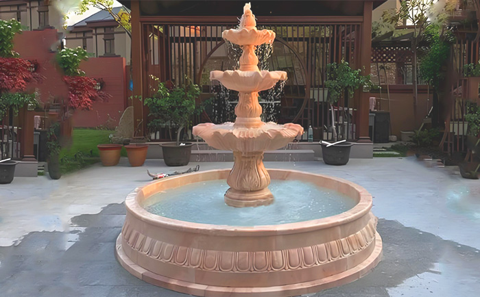 大理石層層噴泉——水韻天成，演繹自然與藝術的交響曲